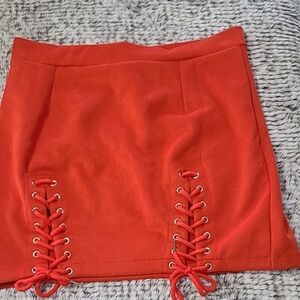 Stylish Red Lace-Up Skirt